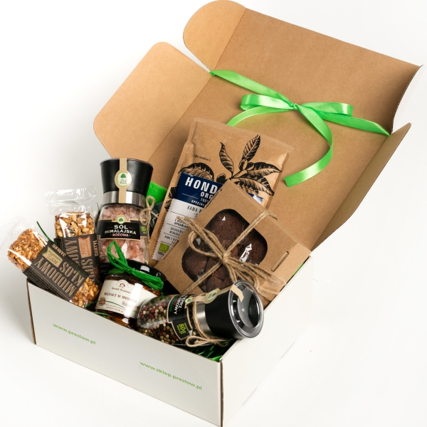 Kosz prezentowy dla firm: Zestaw prezentowy BIO z kawą i przyprawami Green Christmas